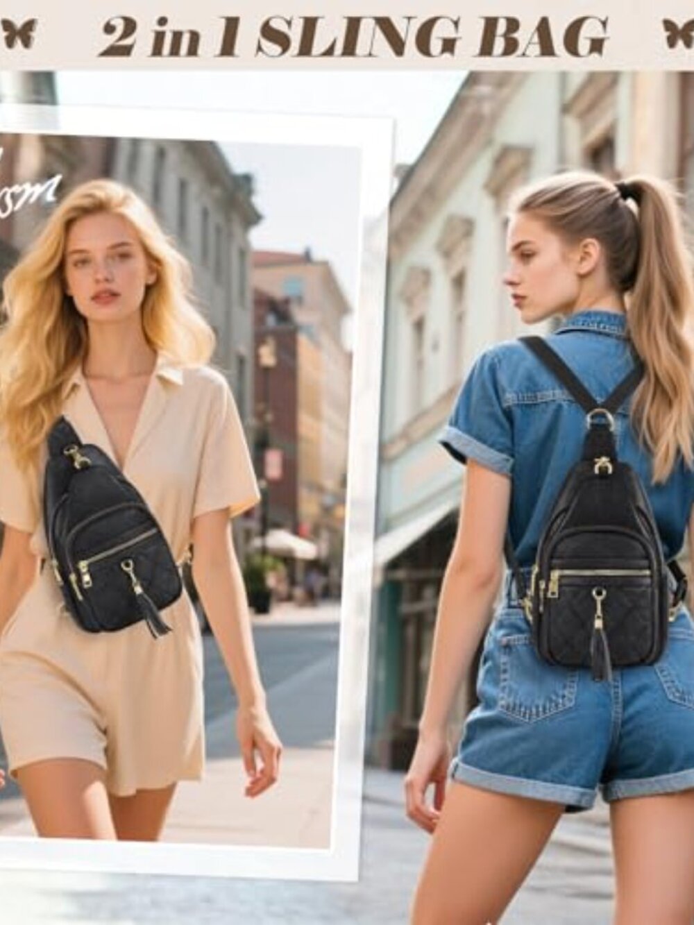 🆕 SDYSM Crossbody Bag for Women 2 in 1 Sling Bag Women Leather Small Sling - Picture 2 of 8